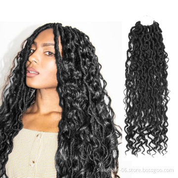 20 inch Goddess Faux Locs Passion Twist Braids Hair Long Curly Black Brown Crochet Braiding Hair Synthetic Hair Extensions